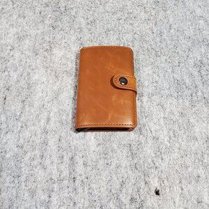 Pop up card wallet slim front pocket brown